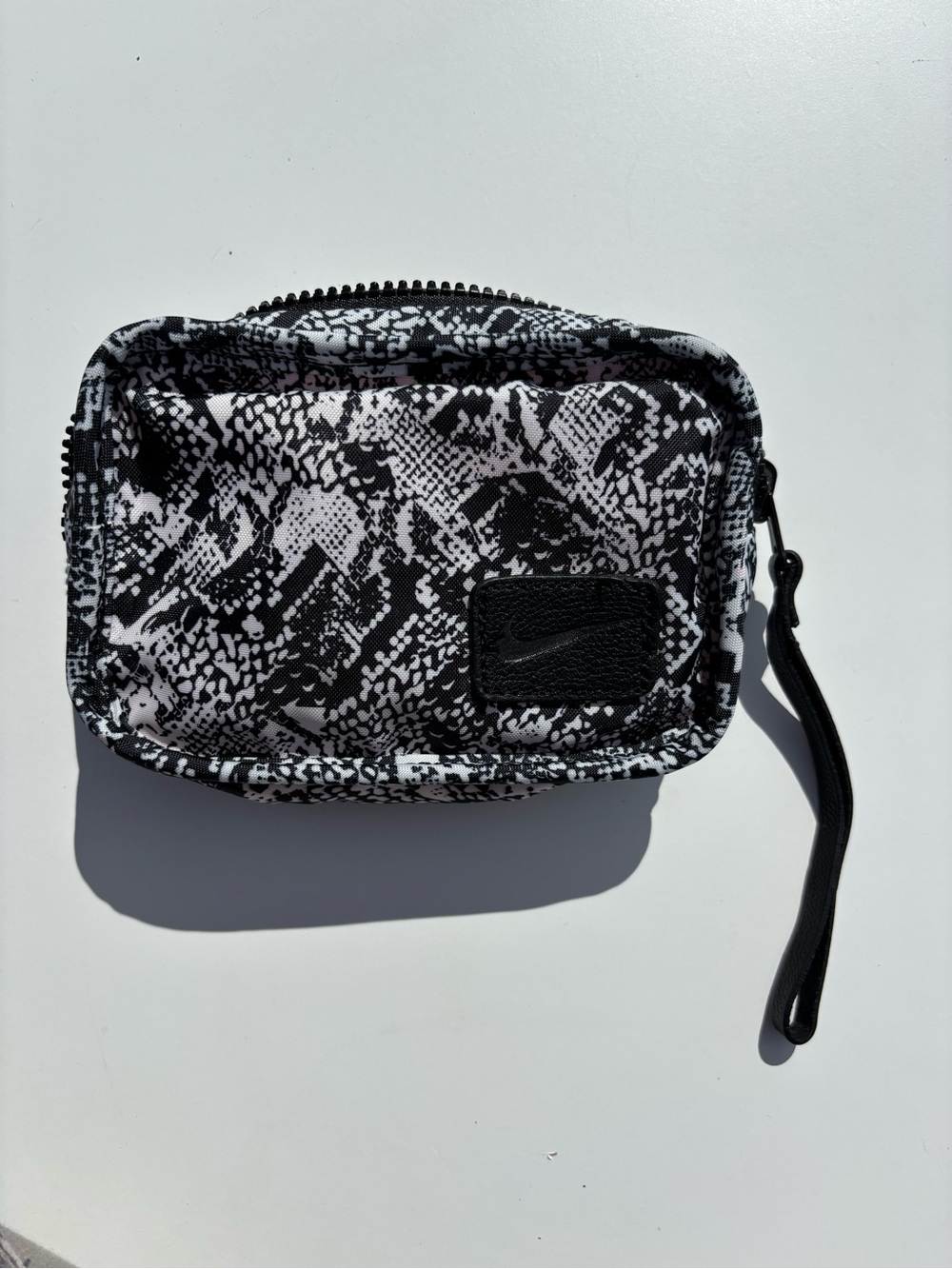 Nike Black and White Snake-Print Toiletry Wrist Pouch